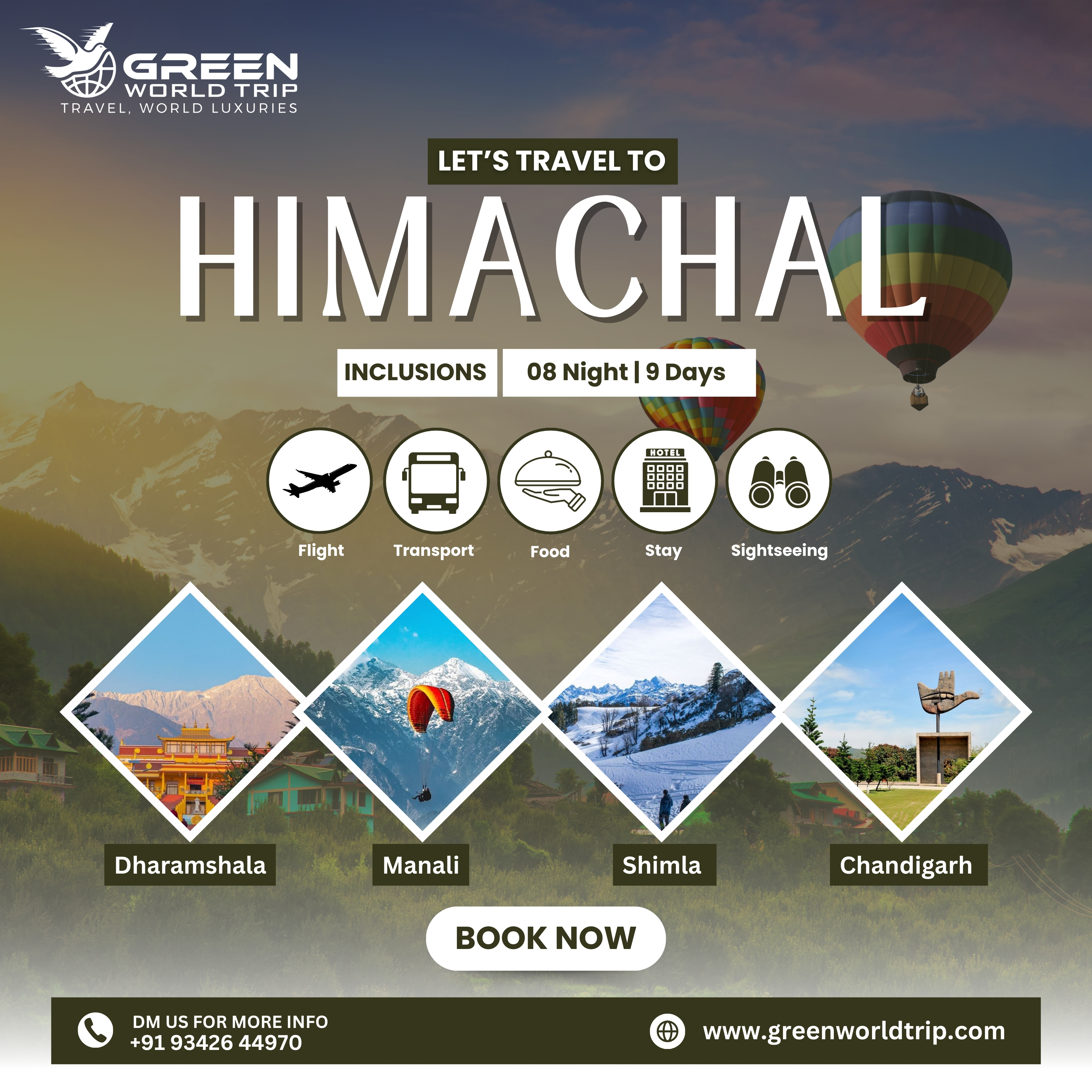 DHARAMASHAL- SIMLA -MANALI- CHANDIGARH 